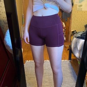 Maroon Bike Shorts with Pockets